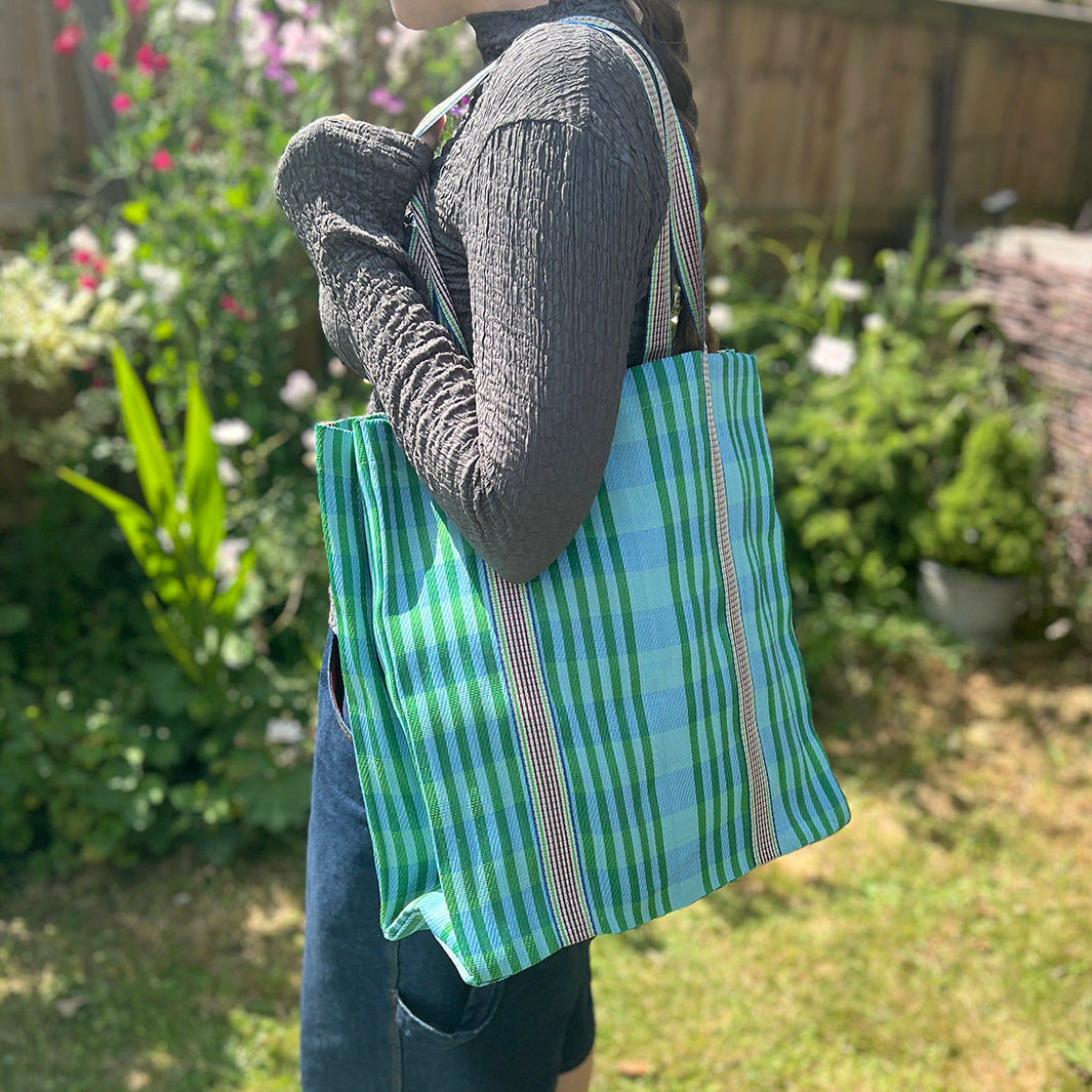 Recycled Woven Tote Bag - Ocean