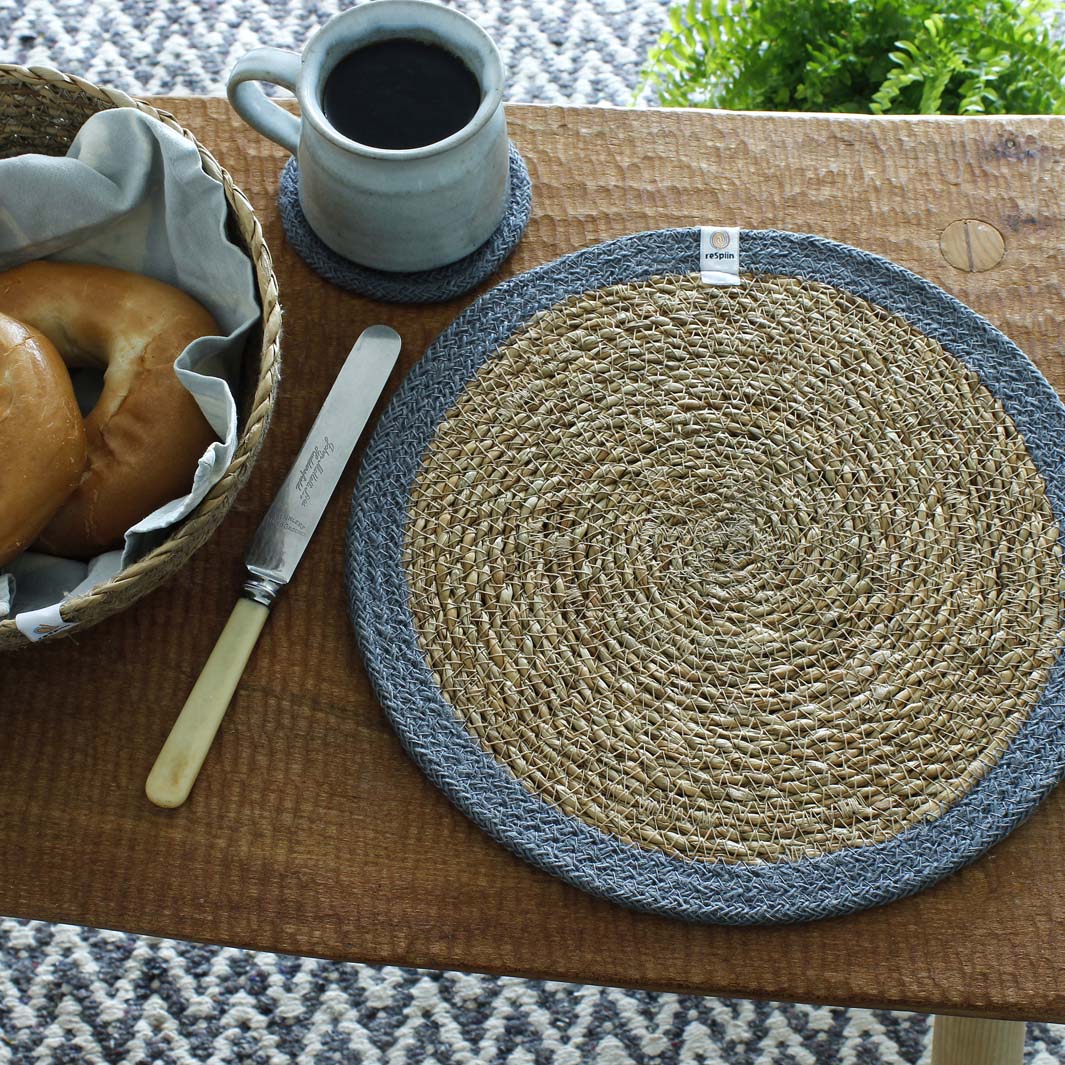Woven Seagrass + Jute Tablemat - NATURAL/GREY