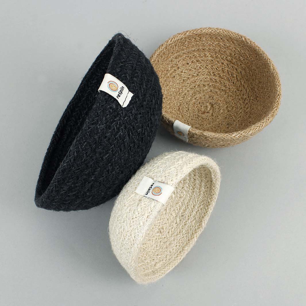 MINI Woven Jute Bowl Set of 3 - PEBBLE