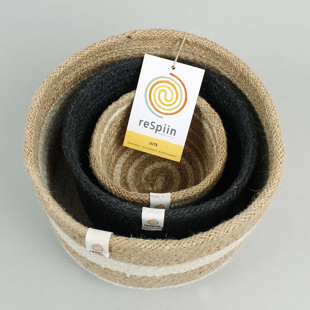 TALL Woven Jute Basket Set of 3 - PEBBLE