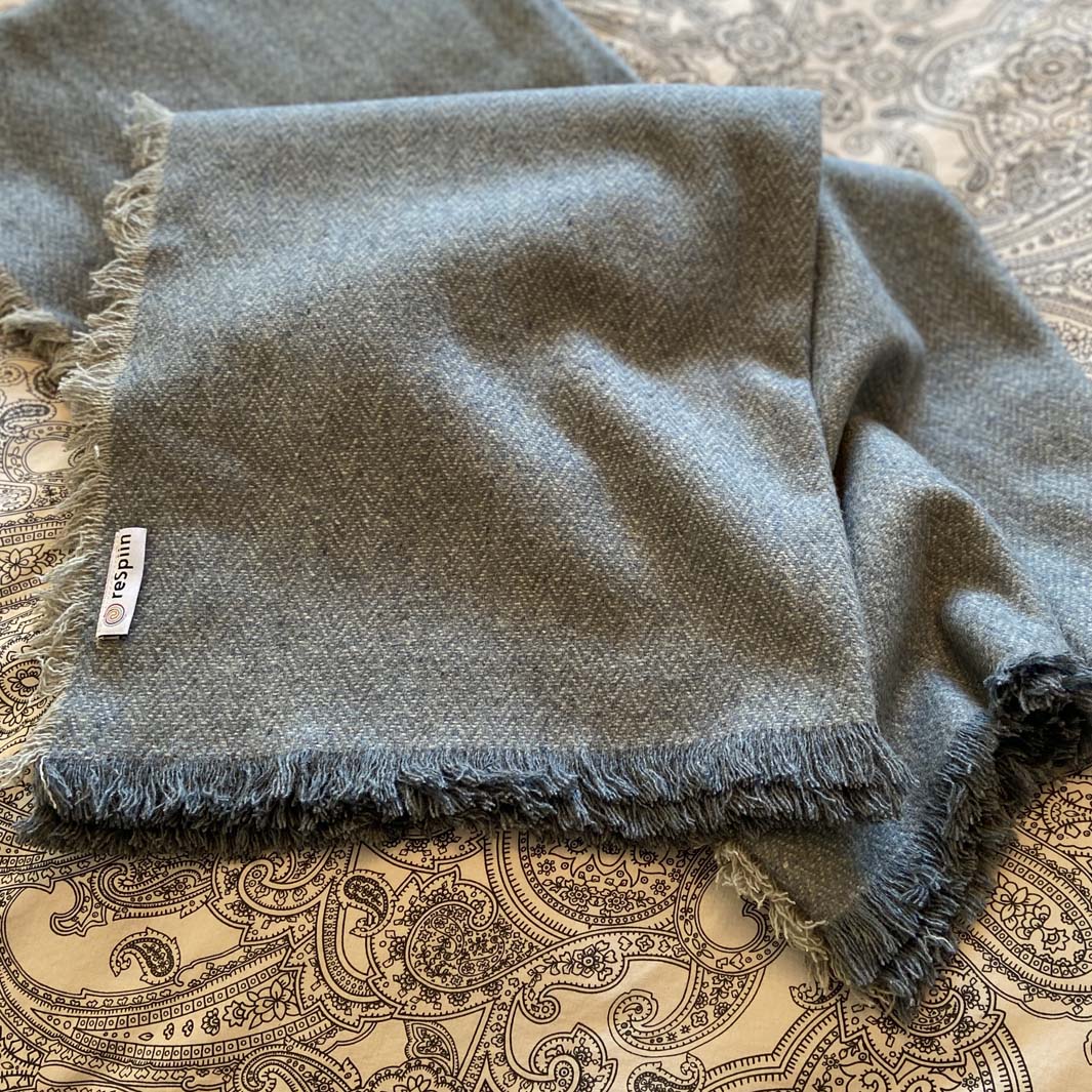 Recycled Wool Throw/ Blanket - DENIM BLUE