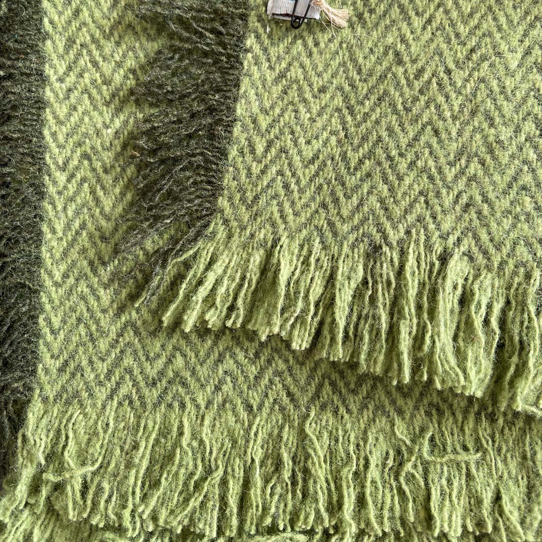 Recycled Wool Throw/ Blanket - FERN