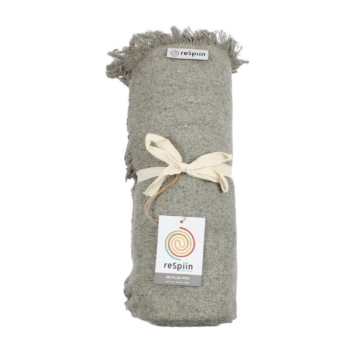 Recycled Wool Throw/ Blanket - LIGHT GREY