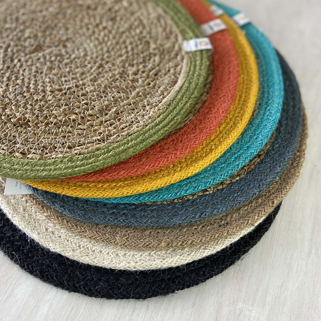 Woven Seagrass + Jute Tablemat - NATURAL/ORANGE