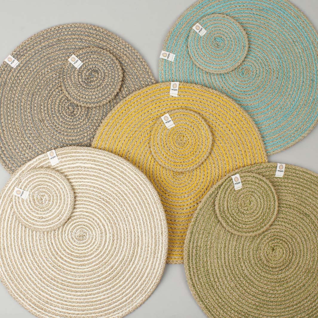Spiral Jute Coaster - NATURAL/GREEN