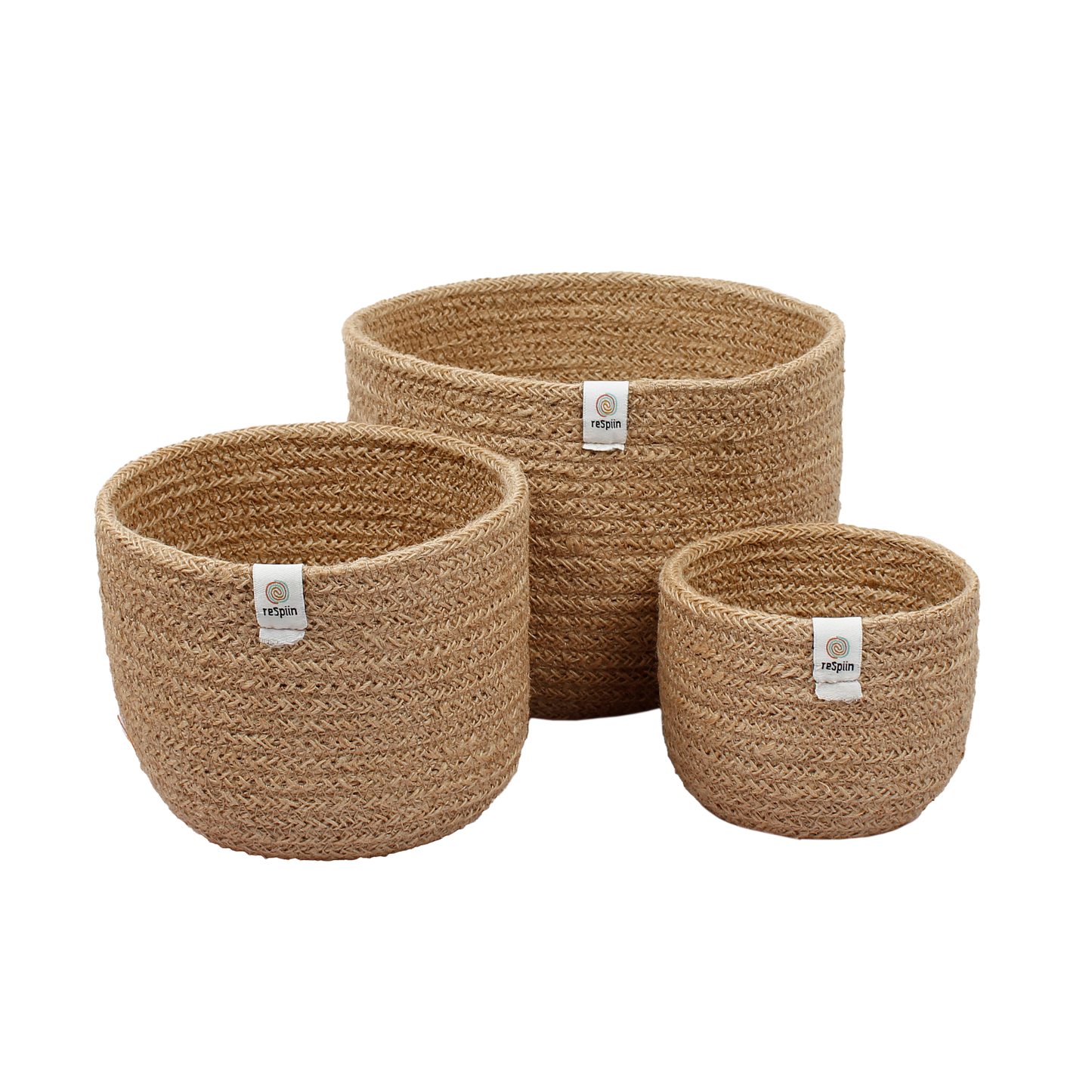 TALL Woven Jute Basket Set of 3 - NATURAL