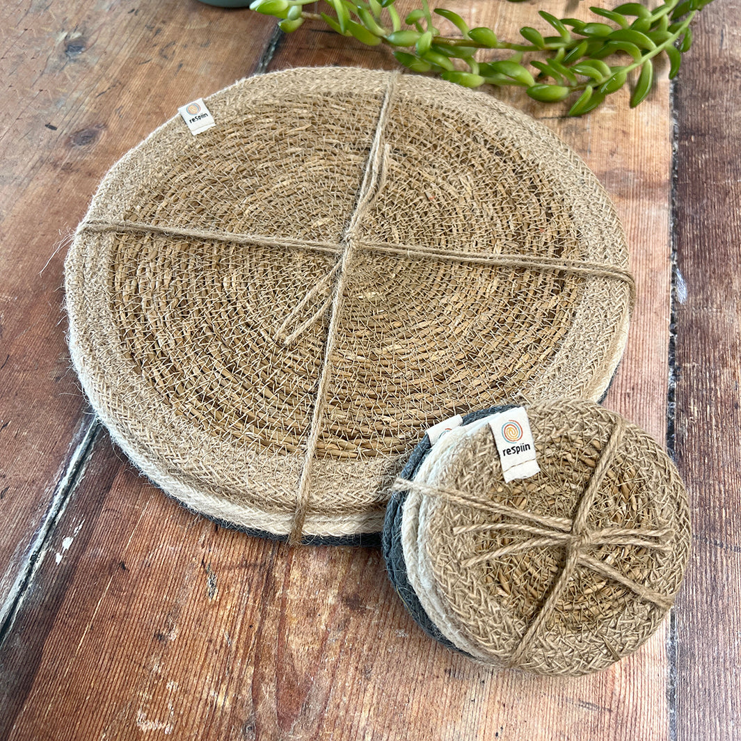 Set of 6 Seagrass & Jute Tablemats - Naturals