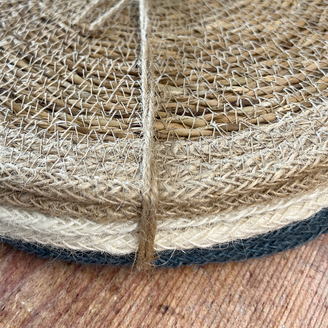 Set of 6 Seagrass & Jute Coasters - Naturals