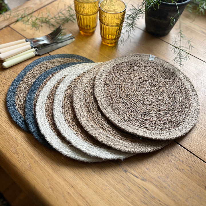 Set of 6 Seagrass & Jute Tablemats - Naturals