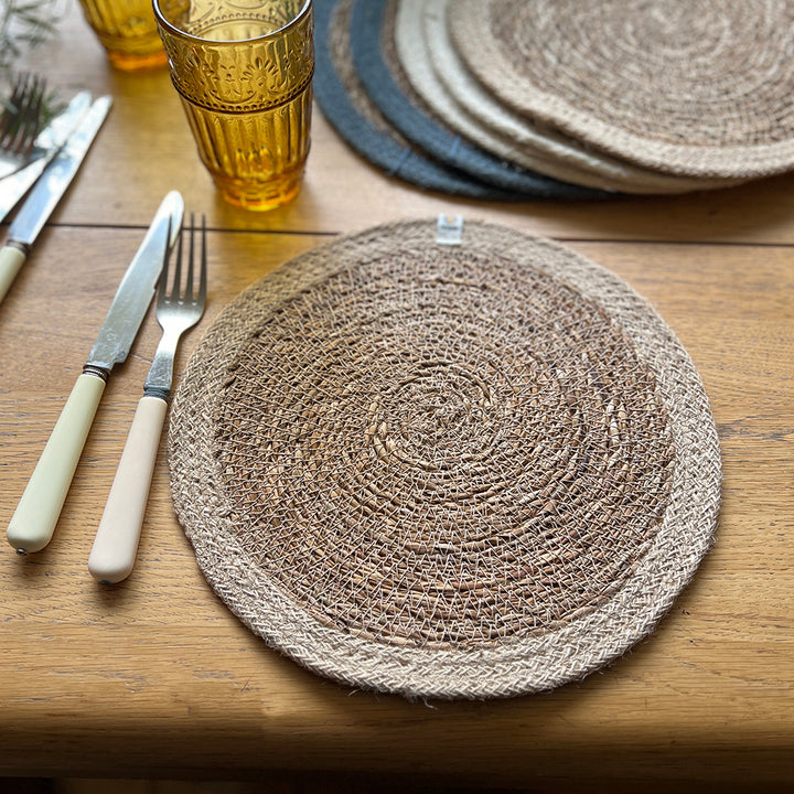 Set of 6 Seagrass & Jute Tablemats - Naturals