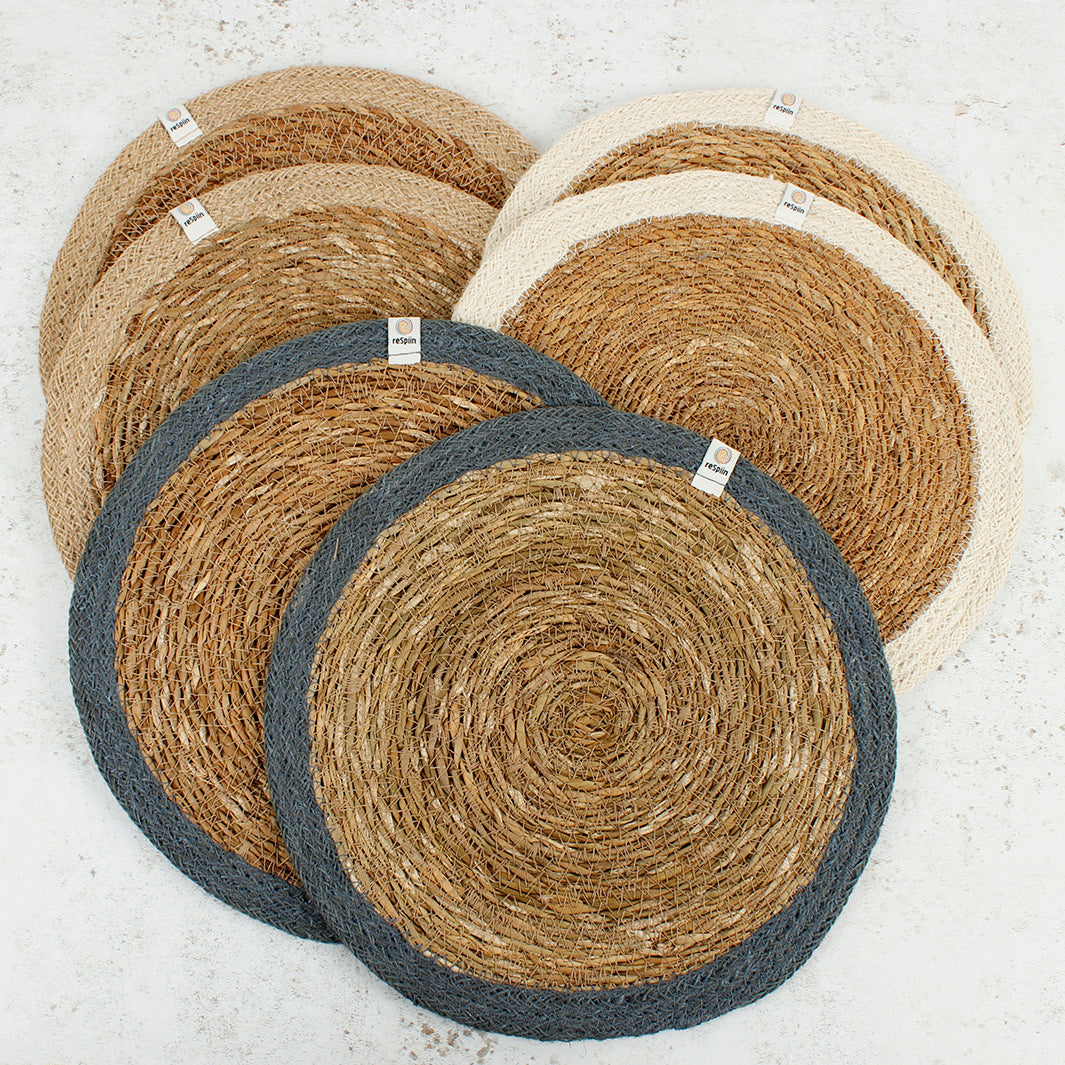 Set of 6 Seagrass & Jute Tablemats - Naturals