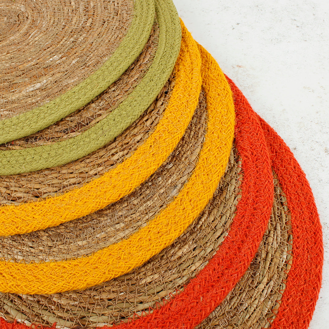 Set of 6 Seagrass & Jute Tablemats - Brights