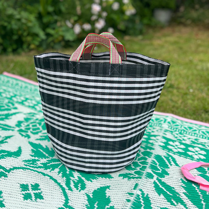 Recycled Woven Bucket Bag - Pebble