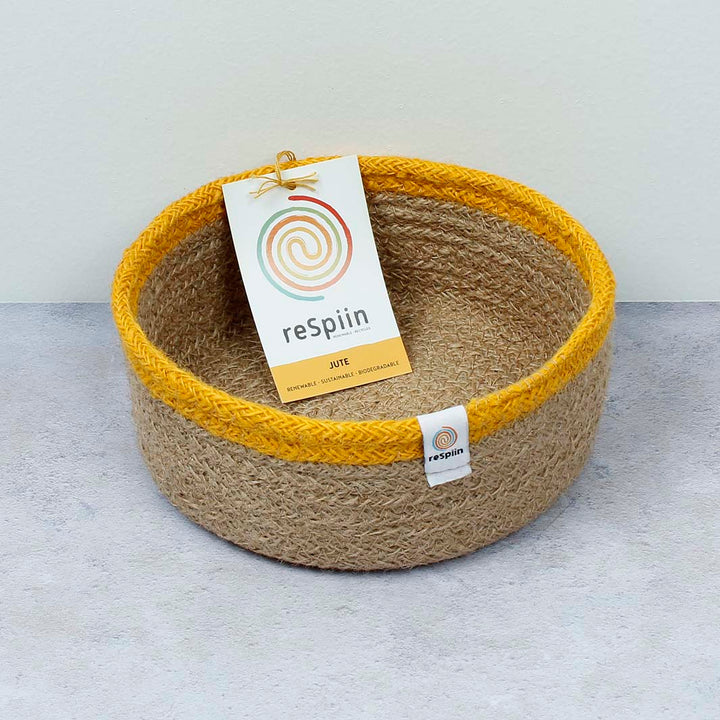 *NQP* Jute Small Shallow Basket - Natural/Yellow