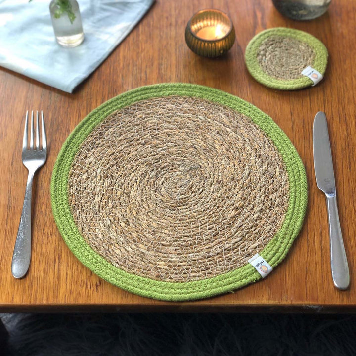 Seagrass & Jute Tablemat - Natural/Green