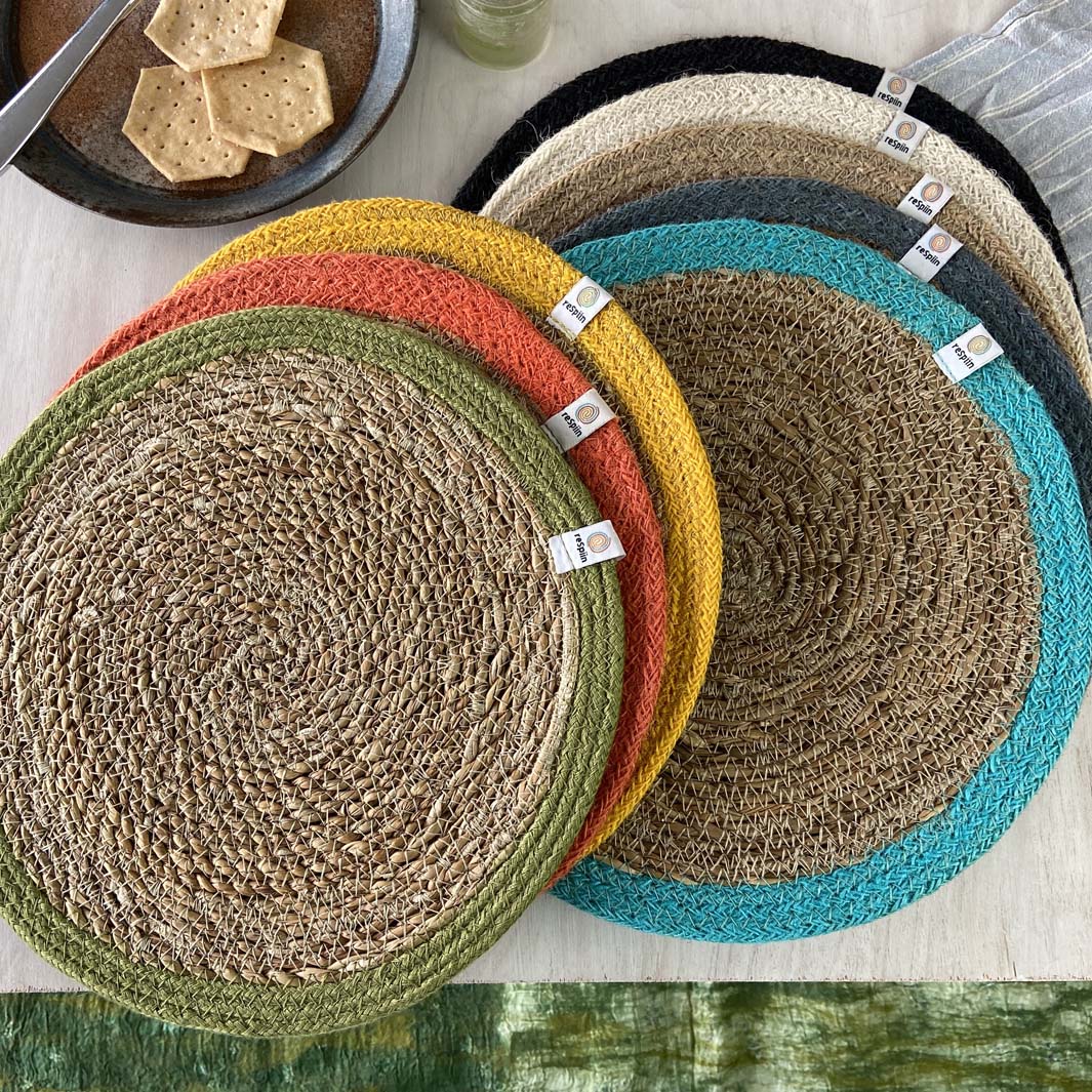 Seagrass & Jute Tablemat - Natural/Green