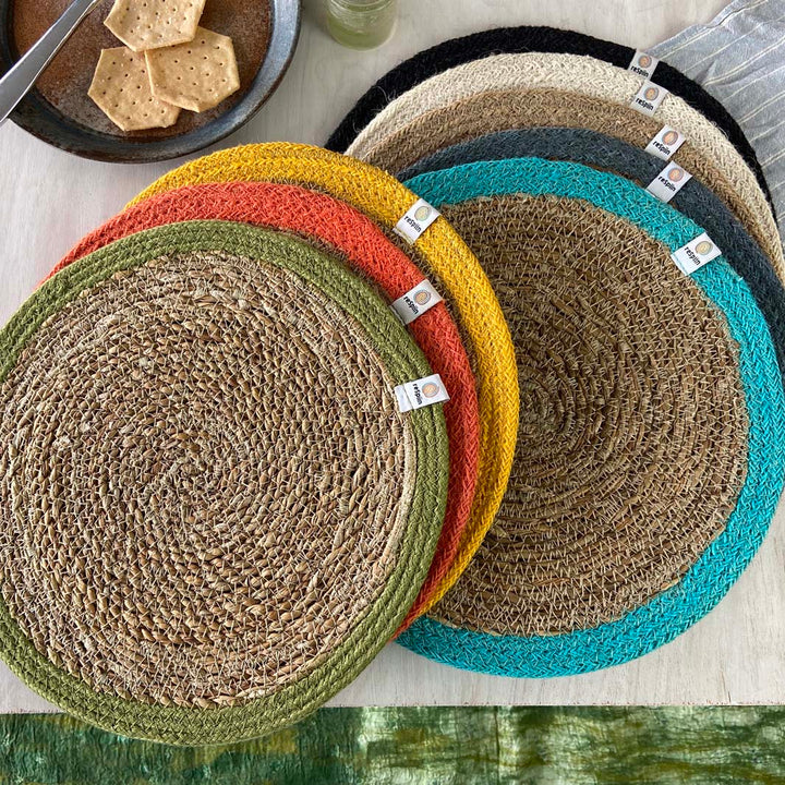 Seagrass & Jute Tablemat - Natural/Green