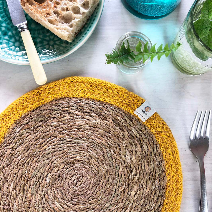 Seagrass & Jute Tablemat - Natural/Yellow