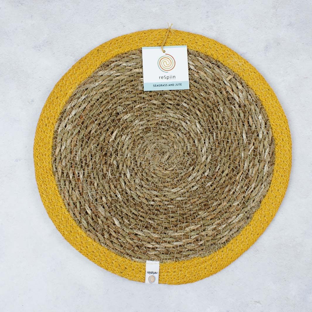 Seagrass & Jute Tablemat - Natural/Yellow