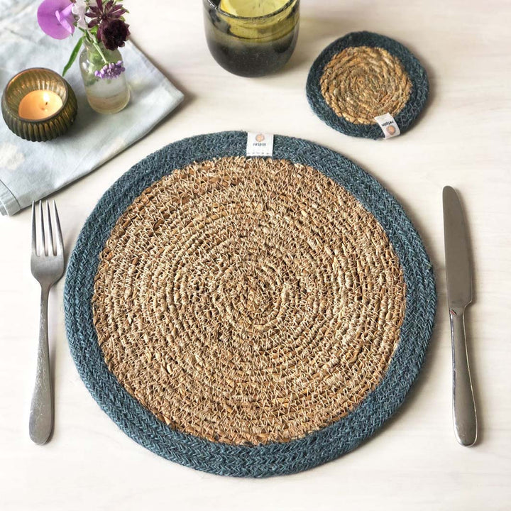 Seagrass & Jute Coaster - Natural/Grey