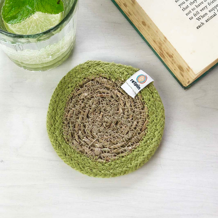 Seagrass & Jute Coaster - Natural/Green