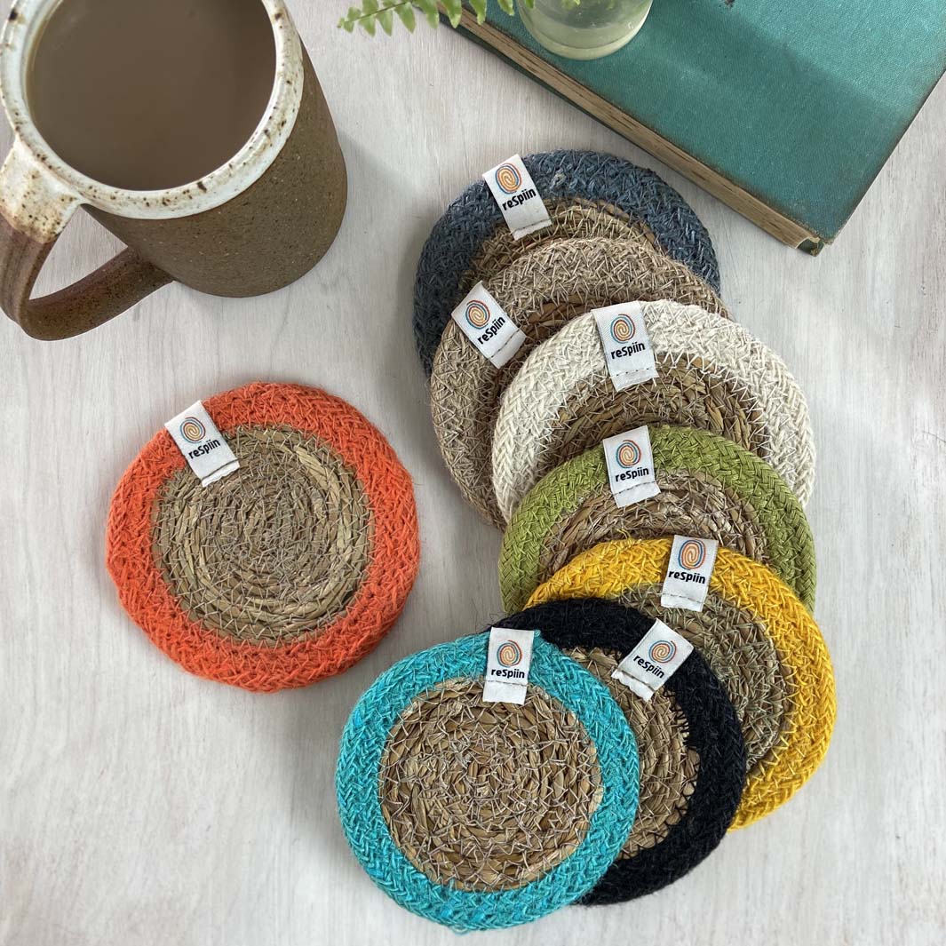 Seagrass & Jute Coaster - Natural/Green