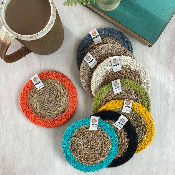 Seagrass & Jute Coaster - Natural/Green