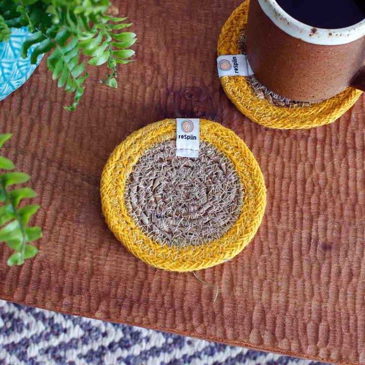 Seagrass & Jute Coaster - Natural/Yellow