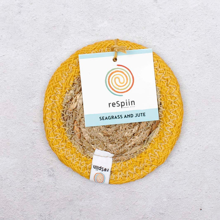 Seagrass & Jute Coaster - Natural/Yellow