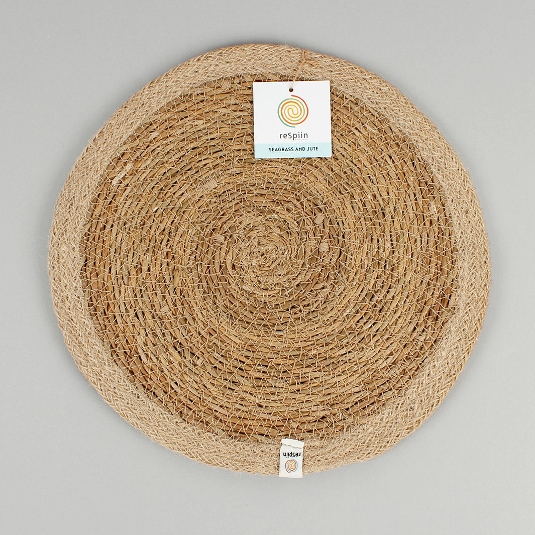 Set of 6 Seagrass & Jute Tablemats - Natural/Natural