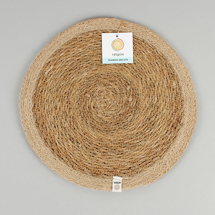 Set of 6 Seagrass & Jute Tablemats - Natural/Natural