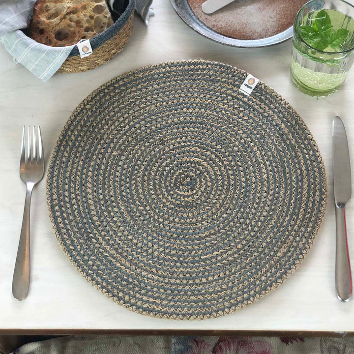 Jute Spiral Tablemat - Natural/Grey