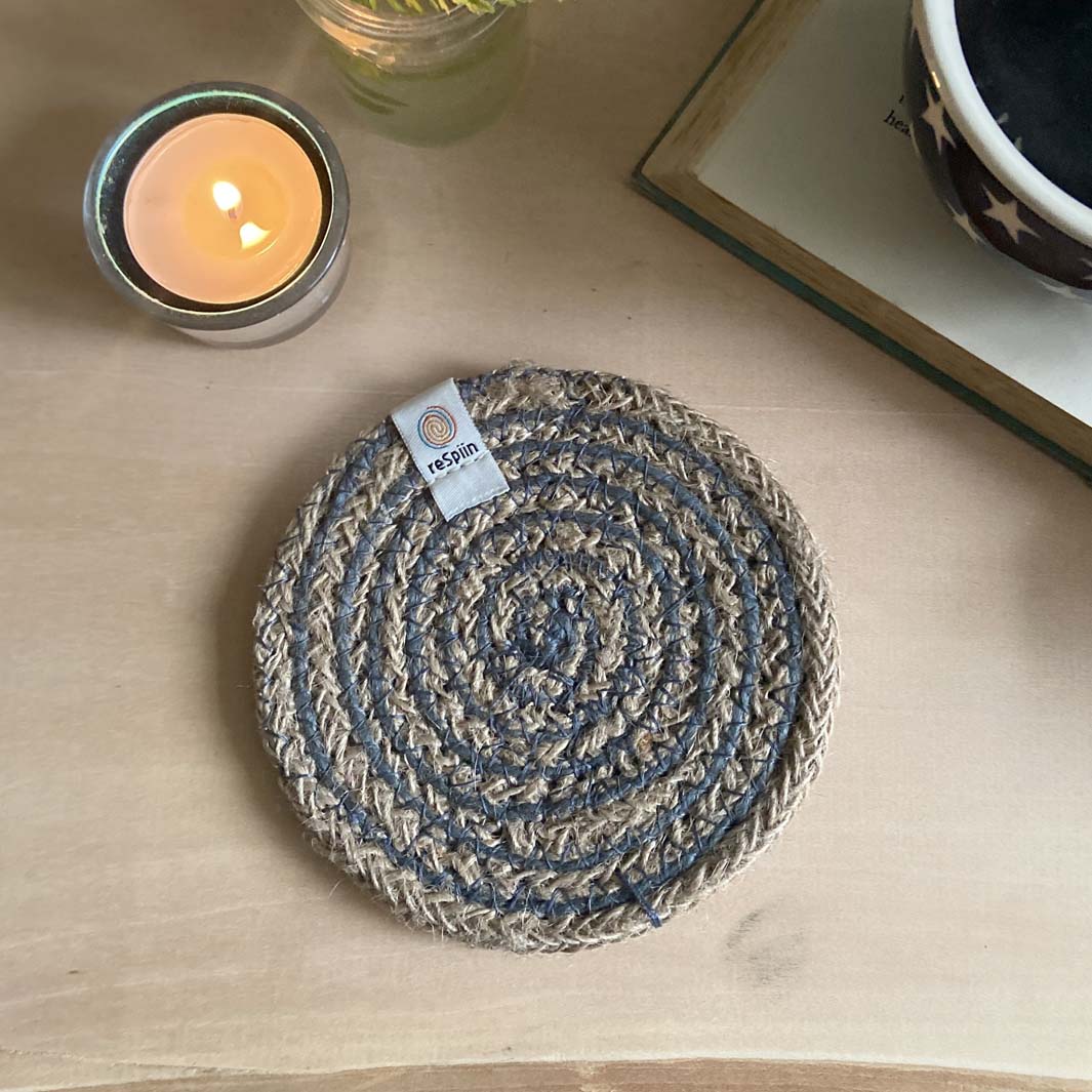 Jute Spiral Coaster - Natural/Grey