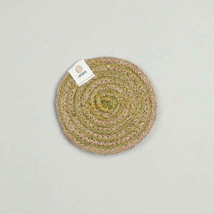 *NQP* Jute Spiral Coaster - Natural/Green