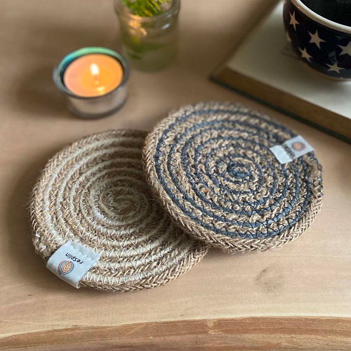 Jute Spiral Coaster - Natural/White