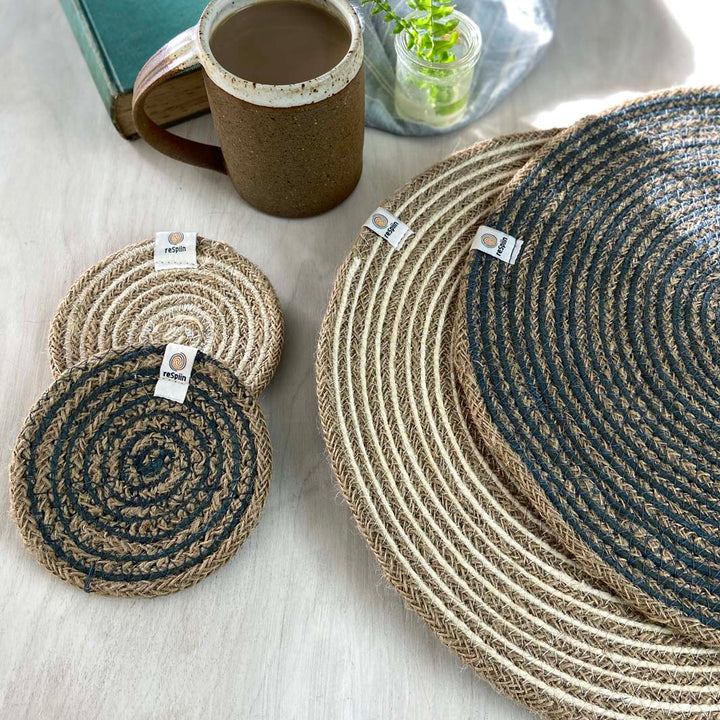 *NQP* Jute Spiral Coaster - Natural/White