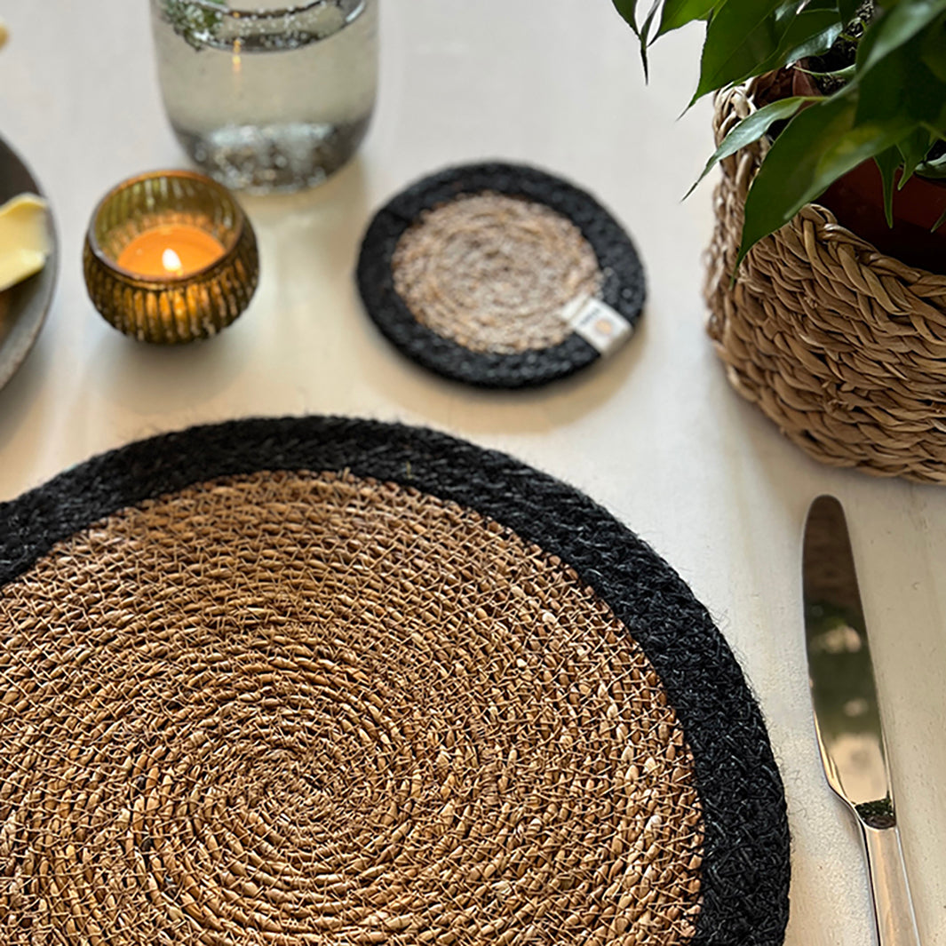 Seagrass & Jute Tablemat - Natural/Black