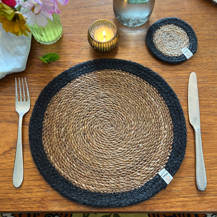 Seagrass & Jute Tablemat - Natural/Black