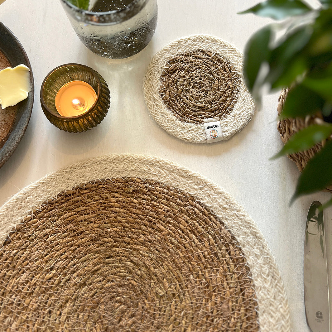 Seagrass & Jute Tablemat - Natural/White