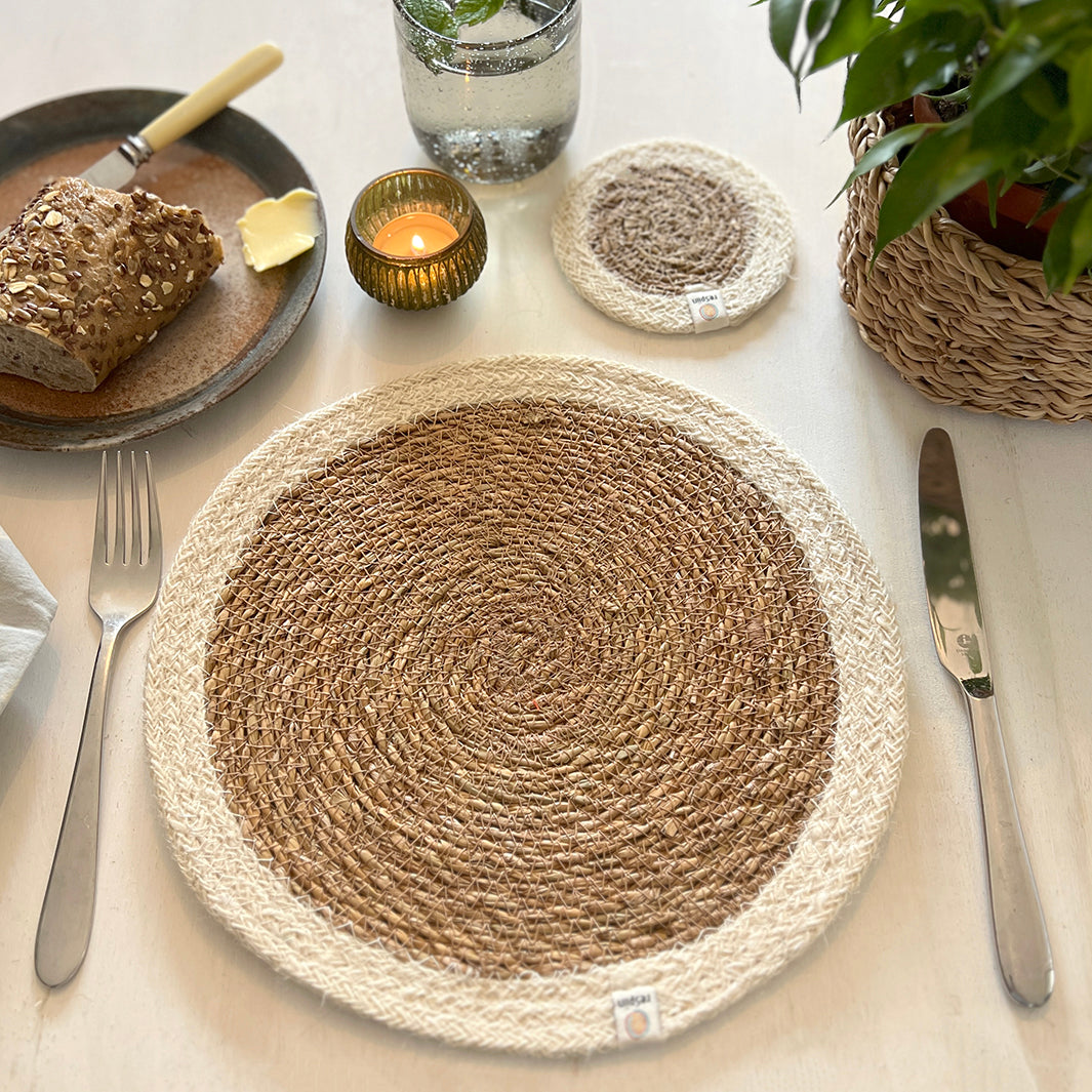 Seagrass & Jute Tablemat - Natural/White