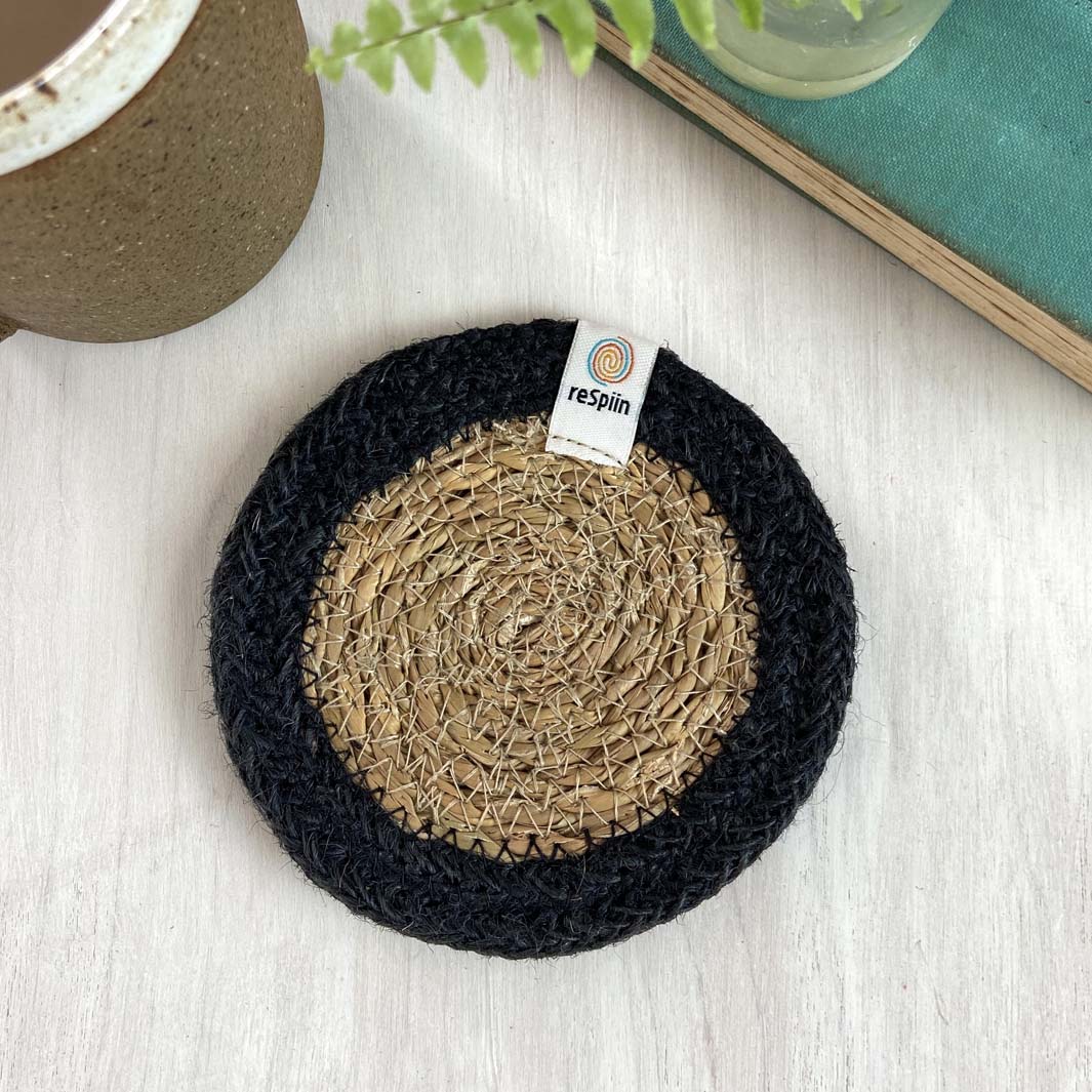 Seagrass & Jute Coaster - Natural/Black