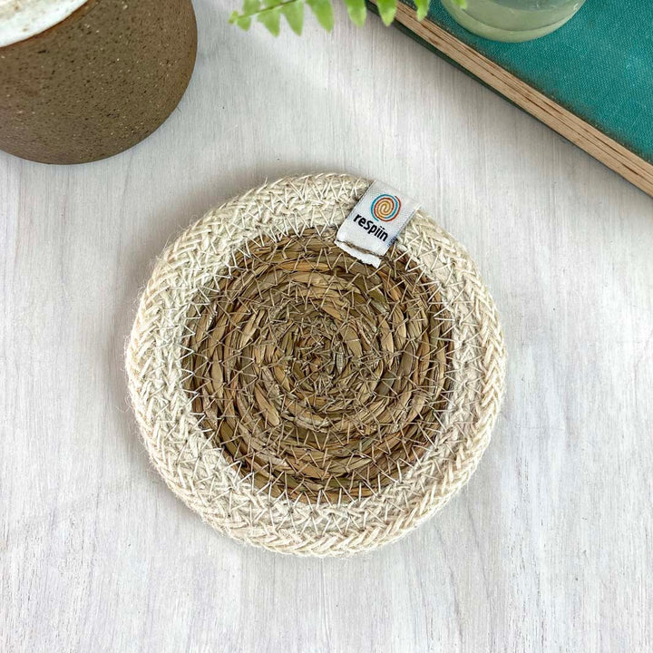 Seagrass & Jute Coaster - Natural/White