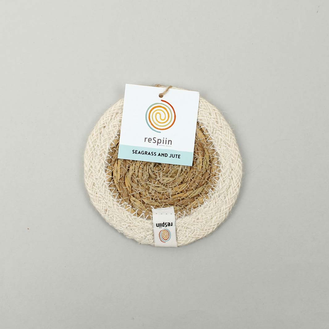 Seagrass & Jute Coaster - Natural/White