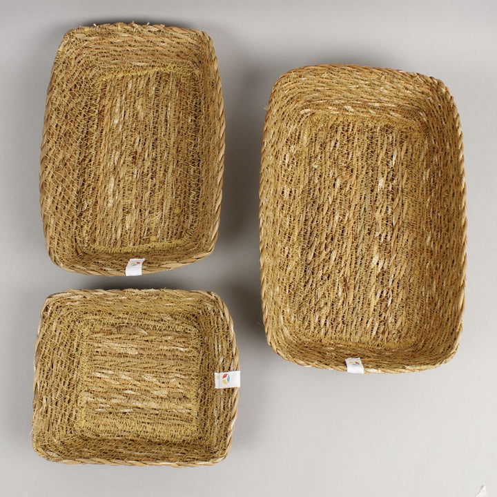 Seagrass Rectangular Basket Set - Natural