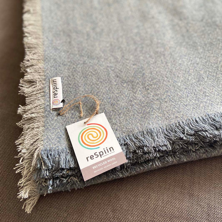 Recycled Wool Blanket/Throw - Denim Blue