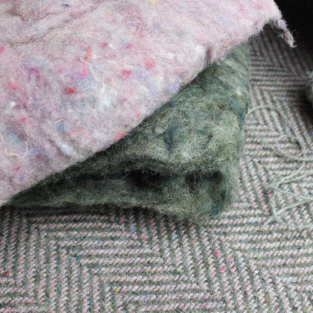 Recycled Wool Large Herringbone Blanket/Throw - Candyfloss