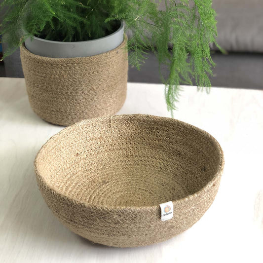 Jute Bowl Natural - Large - Green Tulip