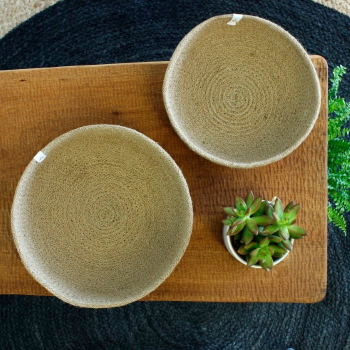 Jute Bowl Natural - Large - Green Tulip