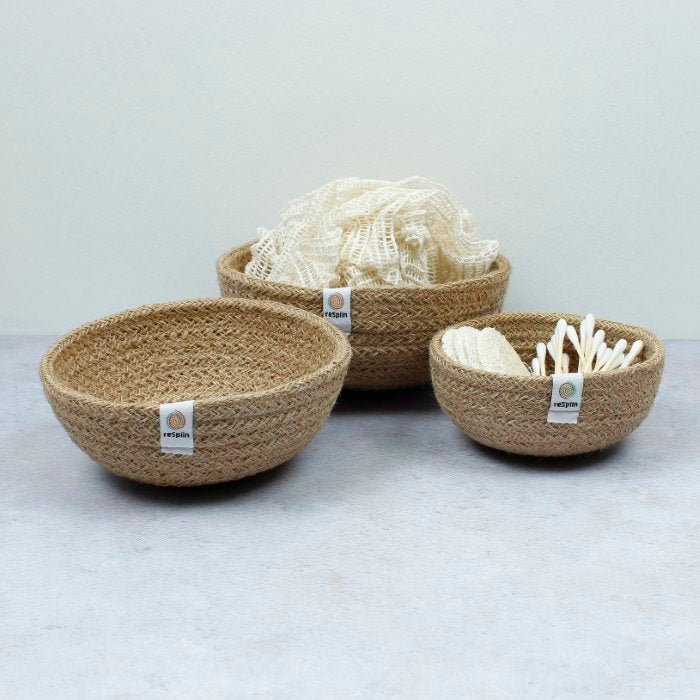 Jute Mini Bowl Set - Natural - Green Tulip