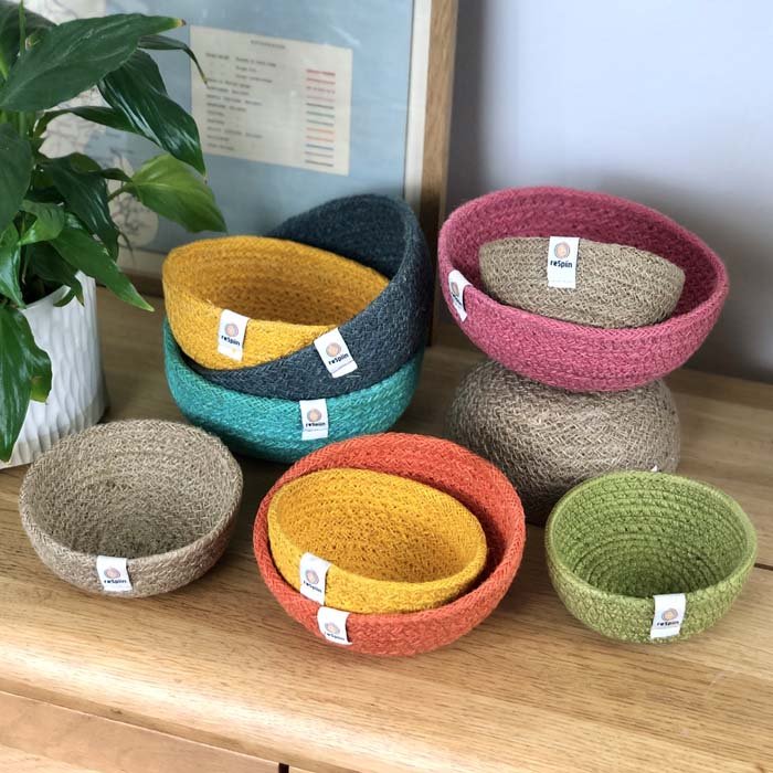 Jute Mini Bowl Set - Natural - Green Tulip